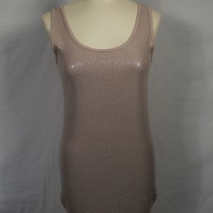 NWT Bella Amore Taupe Sequin Tank Top Tunic Small